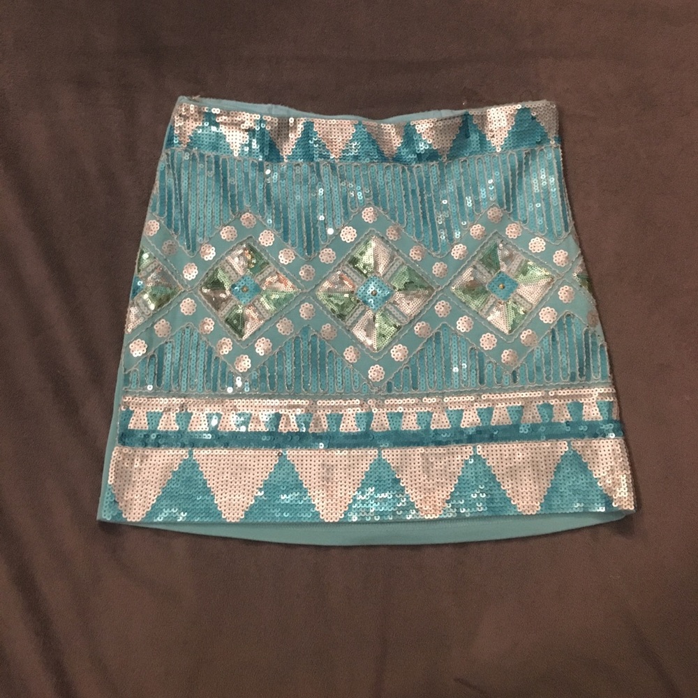 Sequined Blue Mini Skirt